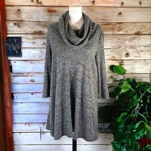 New York & Company Women's Gray Cowl Neck Sweater Mini Dress Size Medium